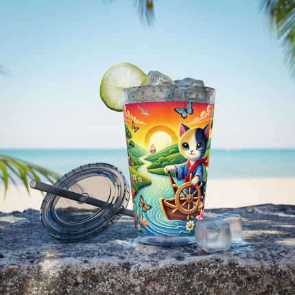 Sailor Kitten’s River Adventure Sunsplash Tumbler with Straw, 16oz