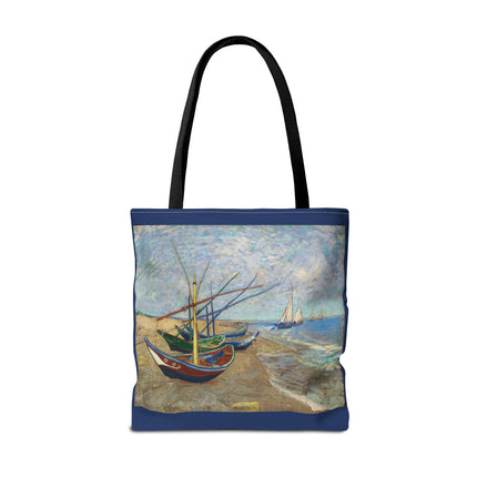 Fishing Boats on the Beach at Saintes-Maries by Vincent Van Gogh Tote Bag (AOP)