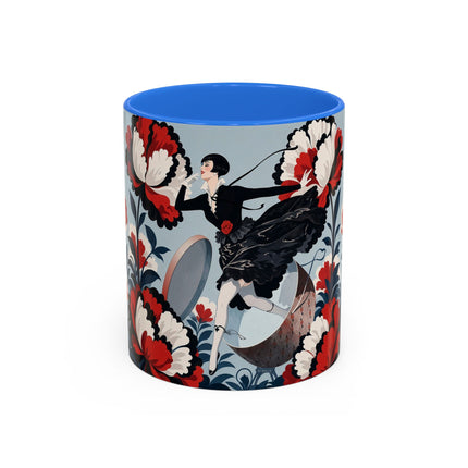 ❤️🌺 The Scarlet Blossom Dancer Colorful Mug – Art Deco Fashion Whimsy