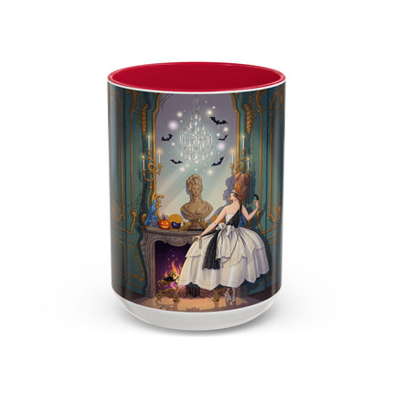 🕯️🎃 The Moonlit Manor Drawing Room Colorful Mug – Elegant Halloween Charm