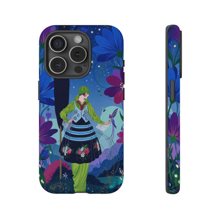 🌸🐦 The Lady Of The Midnight Bird Garden Phone Case – Art Deco Floral Fantasy