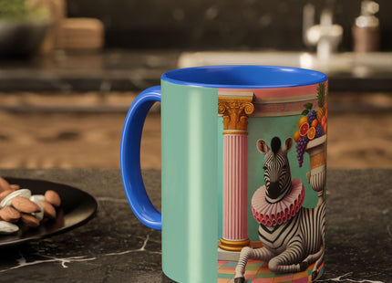 Still Life with Zebra, Fruit, and Pink Columns Colorful Mugs (11oz, 15oz)