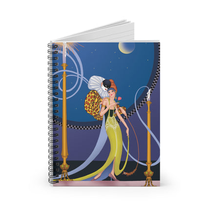 Smoke and Secrets: A Glamorous Encounter in Prohibition Era Spiral Notebook - Ruled Line
