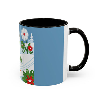 🎿❄️ The Winter Garden Skier Colorful Mug – Whimsical Holiday Fantasy
