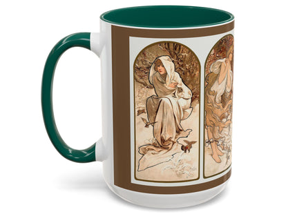 The Seasons by Alphonse Maria Mucha Colorful Mugs (11oz, 15oz)
