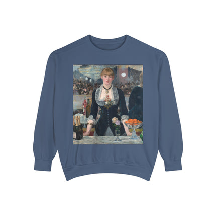 A Bar at the Folies-Bergère by Edouard Manet Unisex Garment-Dyed Sweatshirt