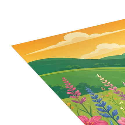 🐱🌼 The Wildflower Samurai Kitten Greeting Card – Whimsical Warrior Adventure