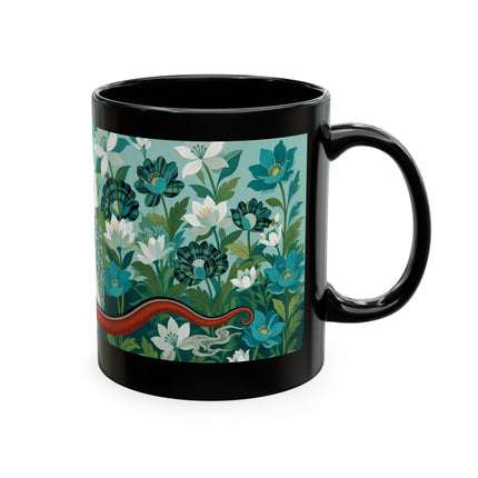 🐉🌿 The Lady & The Garden Dragon Ceramic Mug – Art Deco Botanical Whimsy
