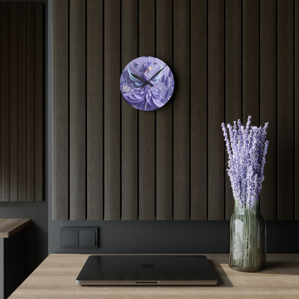 Lavender Fairy Acrylic Wall Clock, Round and Square