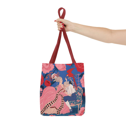 🌹🦜 The Lady Of The Scarlet Parrot Tote Bag – Art Deco Floral Elegance
