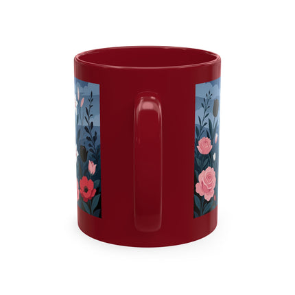 🌹🖤 The Lady Of The Midnight Rose Garden Ceramic Mug – Art Deco Floral Elegance