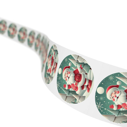 Santa's Joyful Night Round Sticker Label Rolls