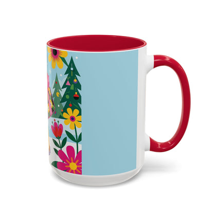 🌸🎄 Christmas In The Winter Garden Colorful Mug – Whimsical Holiday Fantasy
