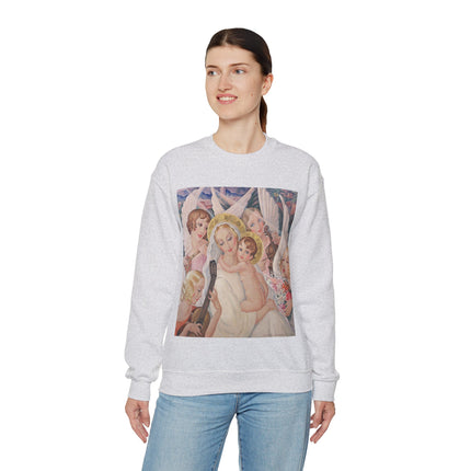 Madonna with Child Surrounded by Musical Angels by Gerda Wegener Heavy Blend™ Crewneck Sweatshirt