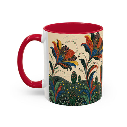 🌺🦋 The Enchanted Floral Voyage Colorful Mug – Art Deco Botanical Whimsy