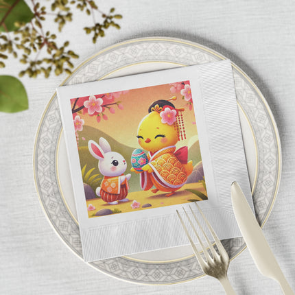 Whimsical Springtime Exchange White Coined Napkins