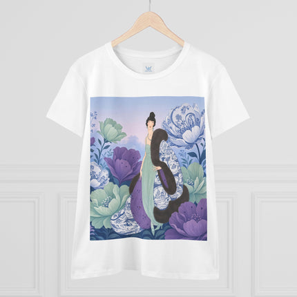 💜🌸 The Lavender Porcelain Garden Cotton Tee – Art Deco Fashion Elegance