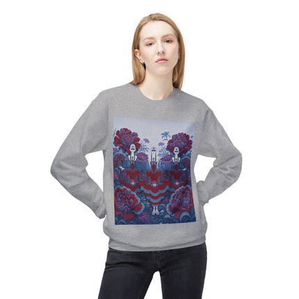 🎭🌺 The Enchanted Garden Masquerade Trio Midweight Crewneck Sweatshirt – Art Deco Floral Elegance