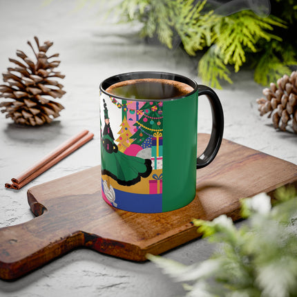 🎄🎁 The Emerald Christmas Belle Colorful Mug – Colorful Holiday Fashion Fantasy