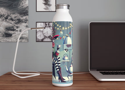 Whimsical Christmas Tea Party Slim Water Bottle