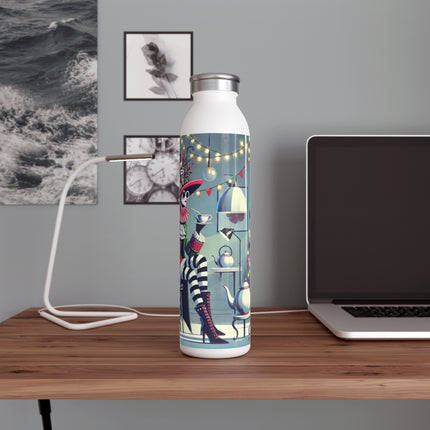 Whimsical Christmas Tea Party Slim Water Bottle