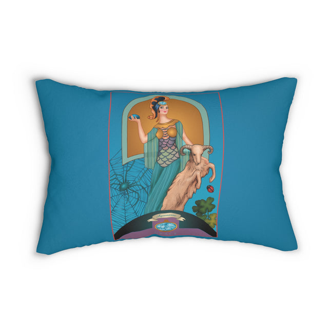 March & Aquamarine (Gem Series) by Sofia Chiostri Spun Polyester Lumbar Pillow