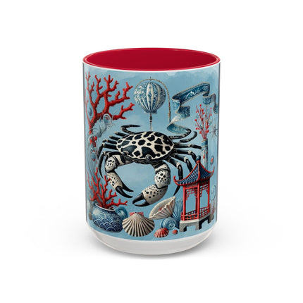 Spotted Crab & Pagoda Colorful Mug – Mystical Ocean & Asian Harmony