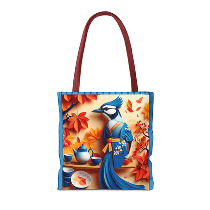 Blue Jay at an Autumn Tea Ceremony Tote Bag (AOP)