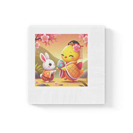 Whimsical Springtime Exchange White Coined Napkins