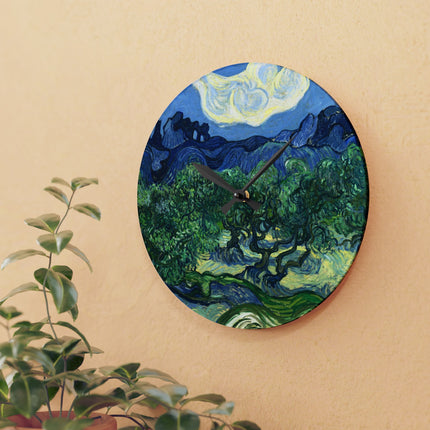 Olive Trees by Vincent Van Gogh Acrylic Wall Clock, Round and Square