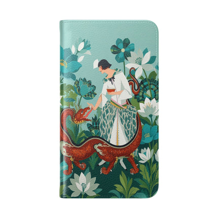 🐉🌿 The Dragon Keeper Flip Case – Art Deco Floral Fantasy