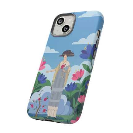 🌸🎩 The Lady Of The Grand Flower Garden Phone Case – Art Deco Fashion Illustration
