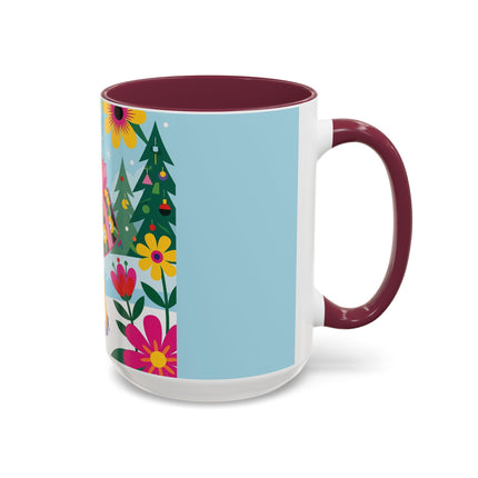 🌸🎄 Christmas In The Winter Garden Colorful Mug – Whimsical Holiday Fantasy