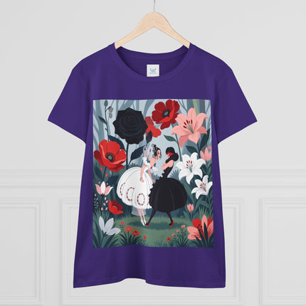 🌹🖤 The Midnight Rose Garden Cotton Tee – Art Deco Floral Fashion