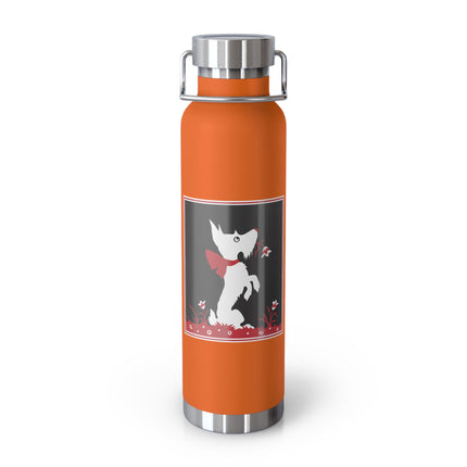 The Enchanting White Terrier with a Red Bow Copper Vacuum Insulated Bottle, 22 oz