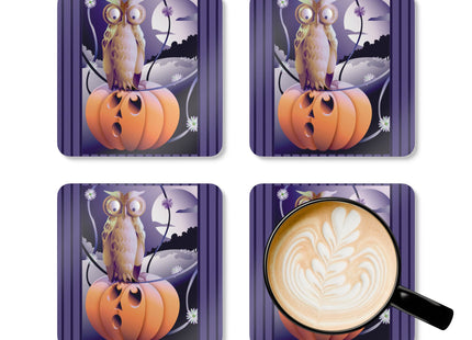 The Startled Pumpkin Corkwood Coaster Set