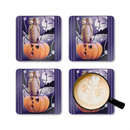 The Startled Pumpkin Corkwood Coaster Set