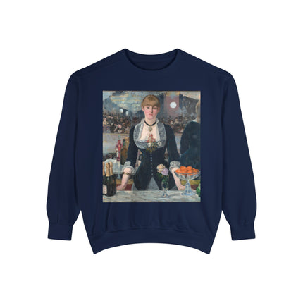 A Bar at the Folies-Bergère by Edouard Manet Unisex Garment-Dyed Sweatshirt