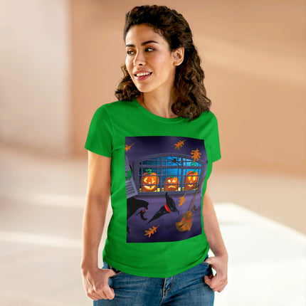 Whimsical Halloween Mischief Women's Midweight Cotton Tee