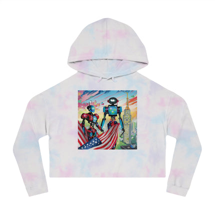High Fashion Cyberpunk CIA Robots Cropped Hooded Sweatshirt