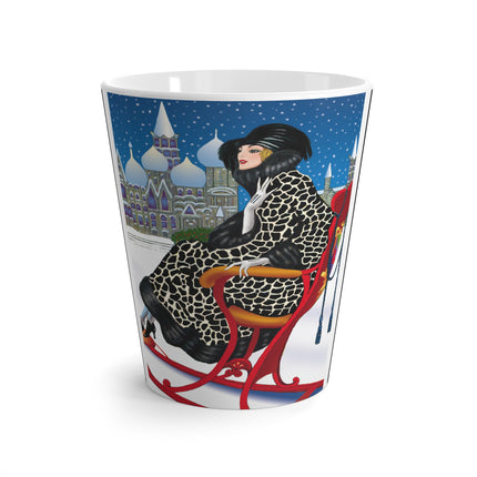 Elegant Winter Woman in Sleigh Latte Mug