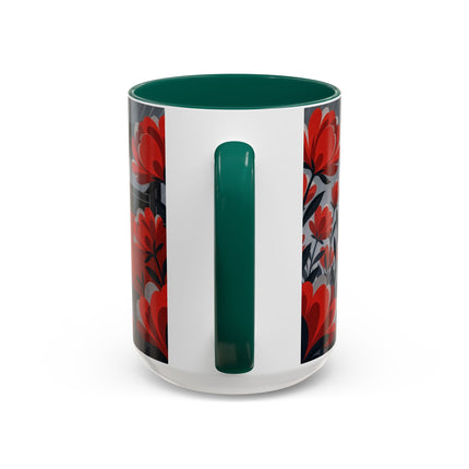 ☔🌹 The Scarlet Rainstorm Promenade Colorful Mug – Art Deco Motoring Elegance