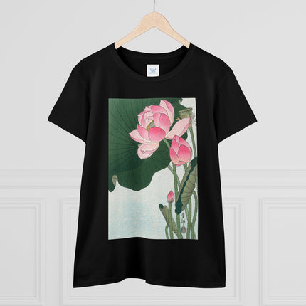 Blooming Lotus Flowers by Ohara Koson Women's Midweight Cotton Tee