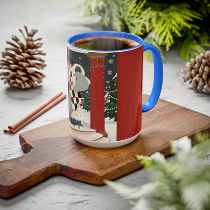 ❄️✨ The Winter Couture Promenade Colorful Mug – Art Deco Holiday Elegance