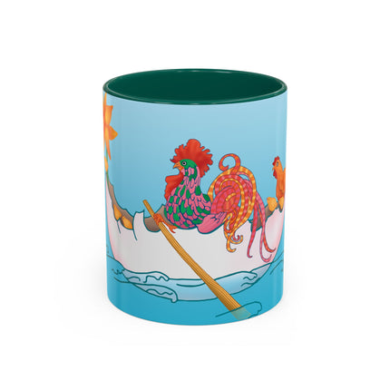 A Rooster's Seafaring Adventure Colorful Mugs, 11oz