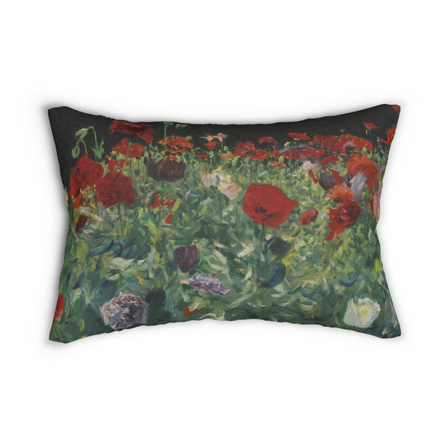 Poppies (A Study of Poppies for Carnation, Lily, Lily, Rose) by John Singer Sargent Spun Polyester Lumbar Pillow