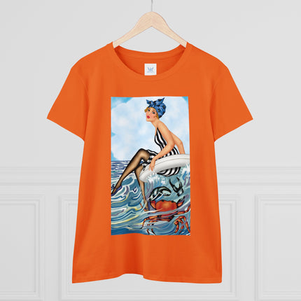 Playful Waves and Fashion Follies Women's Midweight Cotton Tee
