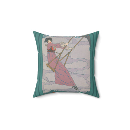 La balançoire by Georges Lepape Spun Polyester Square Pillow