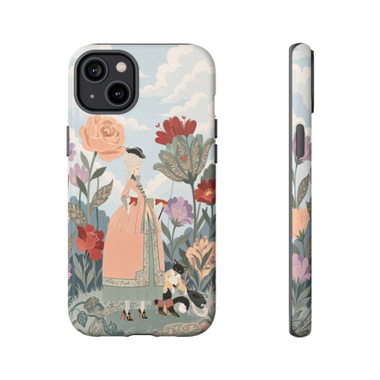 🌹🐈 The Lady And Puss In Boots Phone Case – Art Deco Floral Whimsy