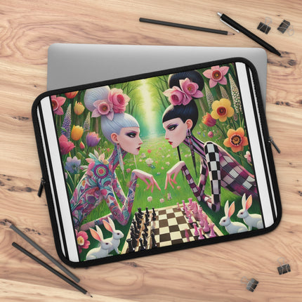 Spring Gambit: A Fairy’s Move Laptop Sleeve – Whimsical Chess & Spring Magic